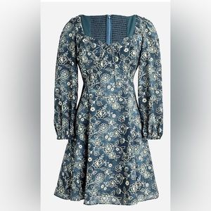 NWT! J.Crew Sweetheart long-sleeve mini dress in vintage vines - Size 6